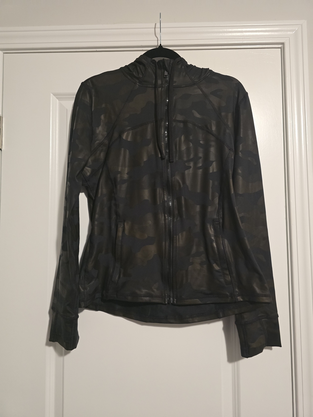 Camo Hooded Zip-Up Jacket - Olive & Black